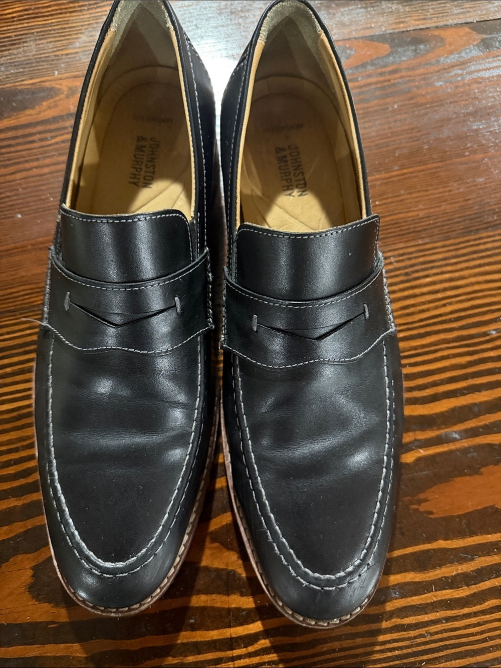 Johnston & Murphy Black Leather Penny Loafers size 9.5